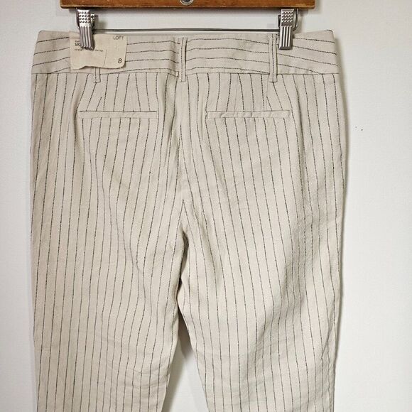 NWT LOFT MARISA LINEN BLEND STRIPED SOFT PANTS SIZE 8 WOMENS - Picture 5 of 15